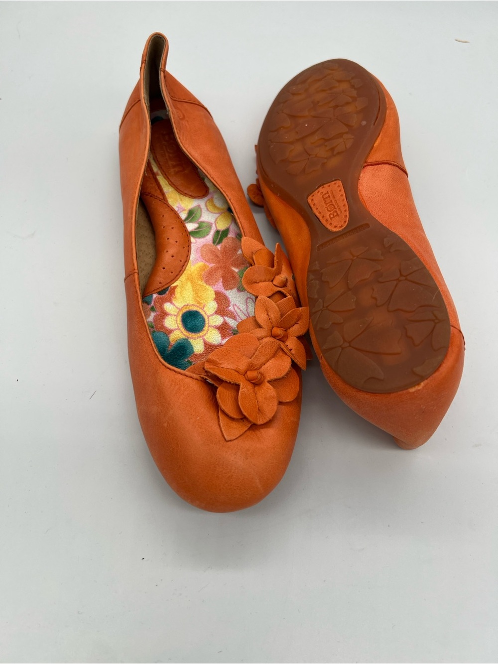 Born Women’s Orange Floral Ballet Flats - Picture 7 of 8